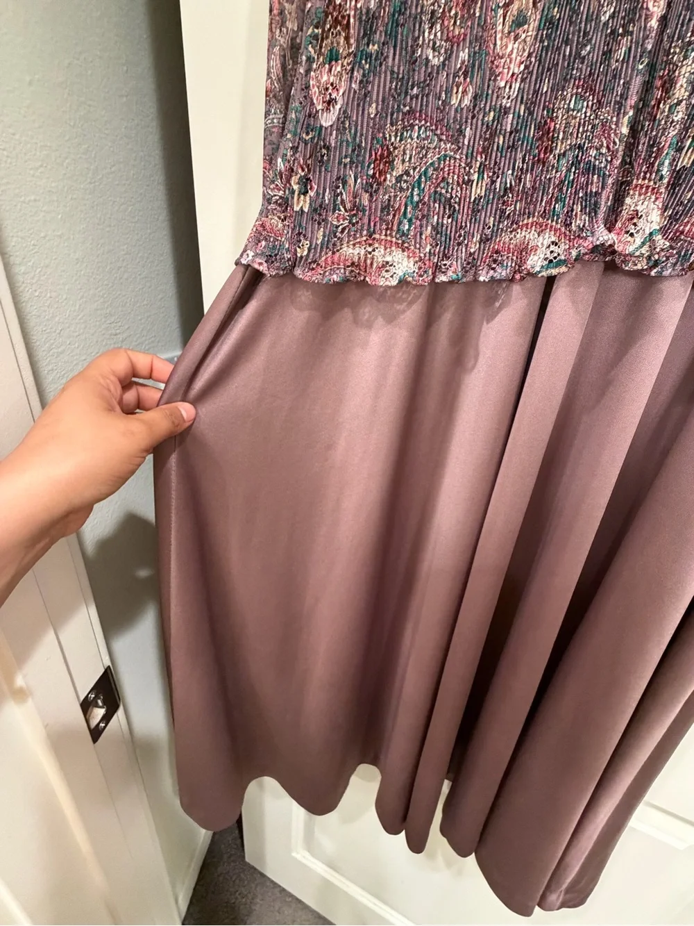 Liz Roberts Vintage Mauve Paisley Midi Dress Size 16